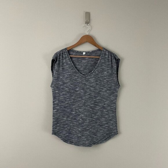 Lululemon Sweat Times Short Sleeve Top Heathered Black Size 6 - Picture 1 of 6